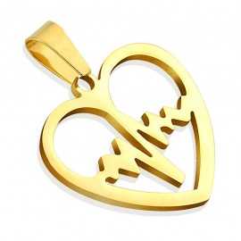 CIONDOLO ORIGINALE HEARTBEAT MIX UOMO E DONNA PLACCATO ORO E 1 CATENA