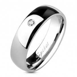 Men's and women's steel mirror-effect wedding band ring set