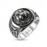 Men's steel signet ring Celtic cross realistic lion head