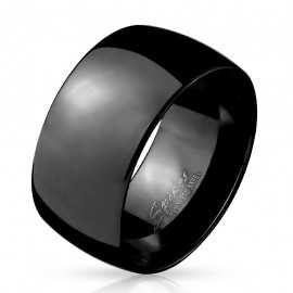 Large ring for men stainless steel all black curved 10mm