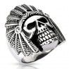 RING FÜR HERREN TEEN STAHL SCHÄDEL SCHÄDEL INDIAN CHIEF APACHE GOTHIC NEU 4900