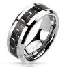 MEN'S TEEN RING IN TUNGSTEN CARBON FIBER BLACK AND GRAY NEW 2313