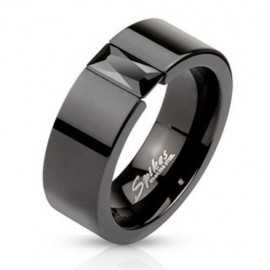 Anello anello di fidanzamento coppia donna uomo in acciaio e pietra nera