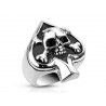 BAGUE CHEVALIERE HOMME FEMME ACIER COEUR AS PIQUE POKER TETE DE MORT NEUVE 4686