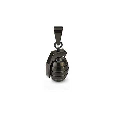 PENDANT FOR MEN'S TEEN IN 316L STEEL GRENADE BLACK MILITARY ARMY + 1 NEW BALL CHAIN