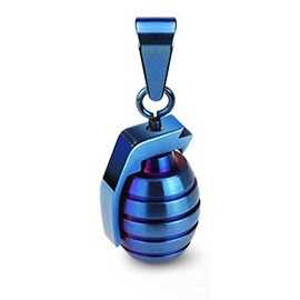 PENDANT FOR MEN'S TEEN IN 316L STEEL GRENADE BLUE MILITARY ARMY + 1 NEW BALL CHAIN