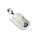 MEN'S PENDANT IN SOLID STEEL WITH BIKER FLAME CROSS ENGRAVED + 1 NEW CHAIN
