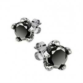 Earrings for teenage men with eagle claws enclosing a black stone
