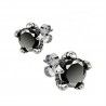 Boucles d'oreilles homme ado griffes d'aigle enserrant une pierre noire
