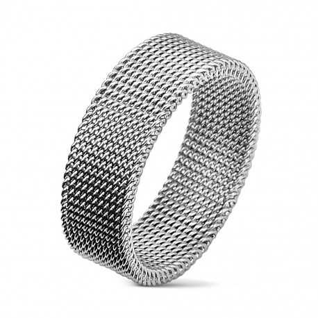 Ring ring man woman couple steel silver color Milanese mesh