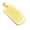 Gold plated men's pendant military plate prayer cross bible 1 chain