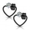 Paio di orecchini da donna in acciaio a forma di cuore e pietre zirconi