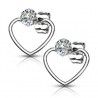 Paire de boucles d'oreilles femme acier forme coeur et pierre zircon