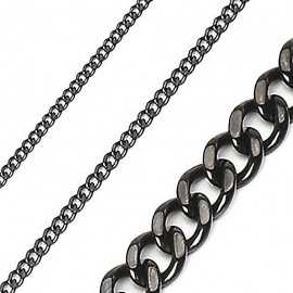 LARGE MEN'S BLACK-PLATED STEEL CHAIN LINK CURB LINK 6mm 54cm