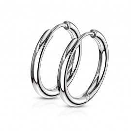 Fine earrings for women men steel domed creoles 12mm