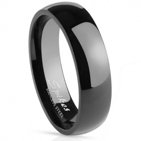 Verlobungsring für Herren und Damen für Paare, Stahl schwarz, 6 mm