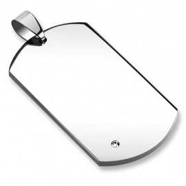 Men's steel military plate pendant with zircon stone and 1 chain