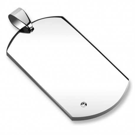 Colgante de hombre con placa militar de acero con piedra circonita y 1 cadena