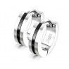 Two-tone earrings for men and women in steel rimmed with color band