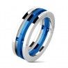 Men's 3-ring stainless steel and blue plated mechanical design ring