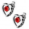 Paire de boucles d'oreilles femme acier zircon rouge coeur gothique