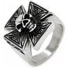 Anillo de sello de acero para hombre Cruz celta Calavera de Malta Biker
