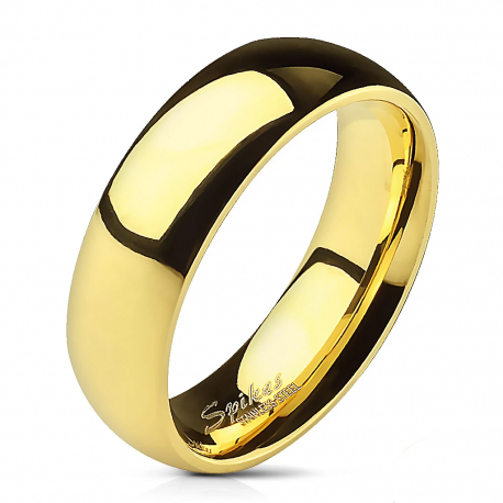 Bague anneau alliance de mariage homme femme acier placage or 6mm
