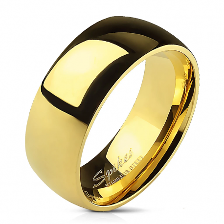 Bague anneau alliance de mariage homme femme acier placage or 8mm