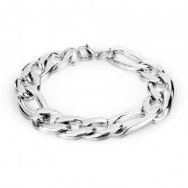 Bracelet homme acier inoxydable maille figaro couleur argent 20cm 8mm
