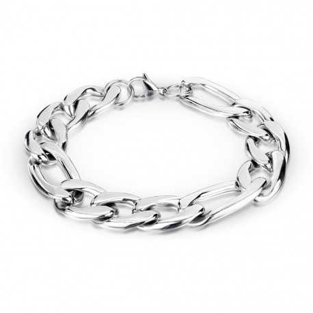 Bracelet homme acier inoxydable maille figaro couleur argent 20cm 8mm