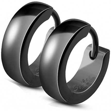 Pair of men's black stainless steel clip-on earrings