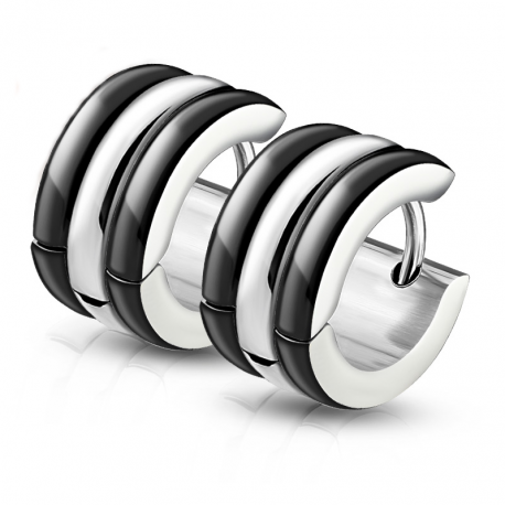 Hoop earrings for women, men, steel and chic black color