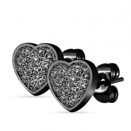 Pendientes de mujer para jóvenes, acero negro, elegante corazón brillante