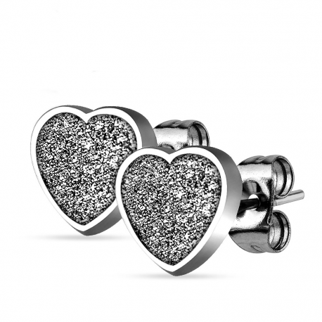 Glitzernde Herz-Ohrringe zum Valentinstag aus Stahl für Teenager-Damen