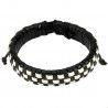 Men's black and white checkered braided leather bracelet adjustable 19cm to 25cm