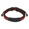 Pulsera de hombre de piel trenzada con correas rojas y negras, ajustable de 19cm a 25cm