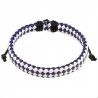 Bracelet réglable pour homme en cuir de couleur bleu et blanc 19cm