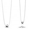 Parure femme fine chaine et pendentif forme boule sphère acier argent