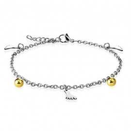 Pulsera de cadena tobillera para mujer en acero con charms de pie y bola