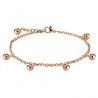 Ankle chain bracelet for women, copper-plated steel, charms, ball beads