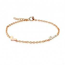 Ankle chain bracelet for women in copper-plated steel with love heart charms