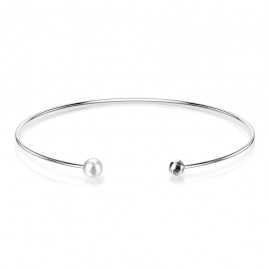 Bracelet jonc pour femme en acier inoxydable ouvert perles 58mm