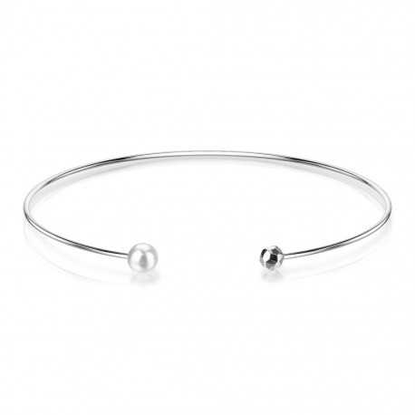 Armreif für Damen aus Edelstahl mit offenen Perlen, 58 mm