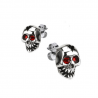 Pendientes hombre acero calavera ojos circonitas rojas biker