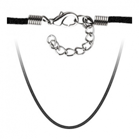 Chain necklace for men, women, teenagers, black velvet cord, steel clasp