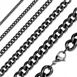 Chaine collier homme acier inoxydable noire maille cubaine pas cher