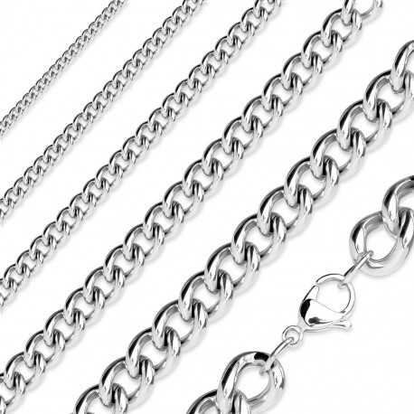 Chain for women, men, stainless steel, silver-colored Cuban mesh