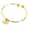 Bracelet femme jonc ouvert ajustable acier doré avec médaille couronne