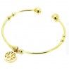 Bracelet femme jonc ouvert ajustable acier doré avec médaille love 62mm