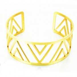 Bracciale rigido aperto regolabile in colore oro da donna, aspetto etnico, 63 mm